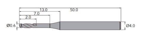 106414 Roland UNCOATED 0.6mm Ball Nose