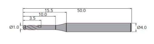 106415 Roland UNCOATED 1mm Ball Nose