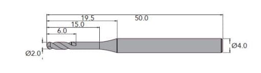 106416 Roland UNCOATED 2mm Ball Nose